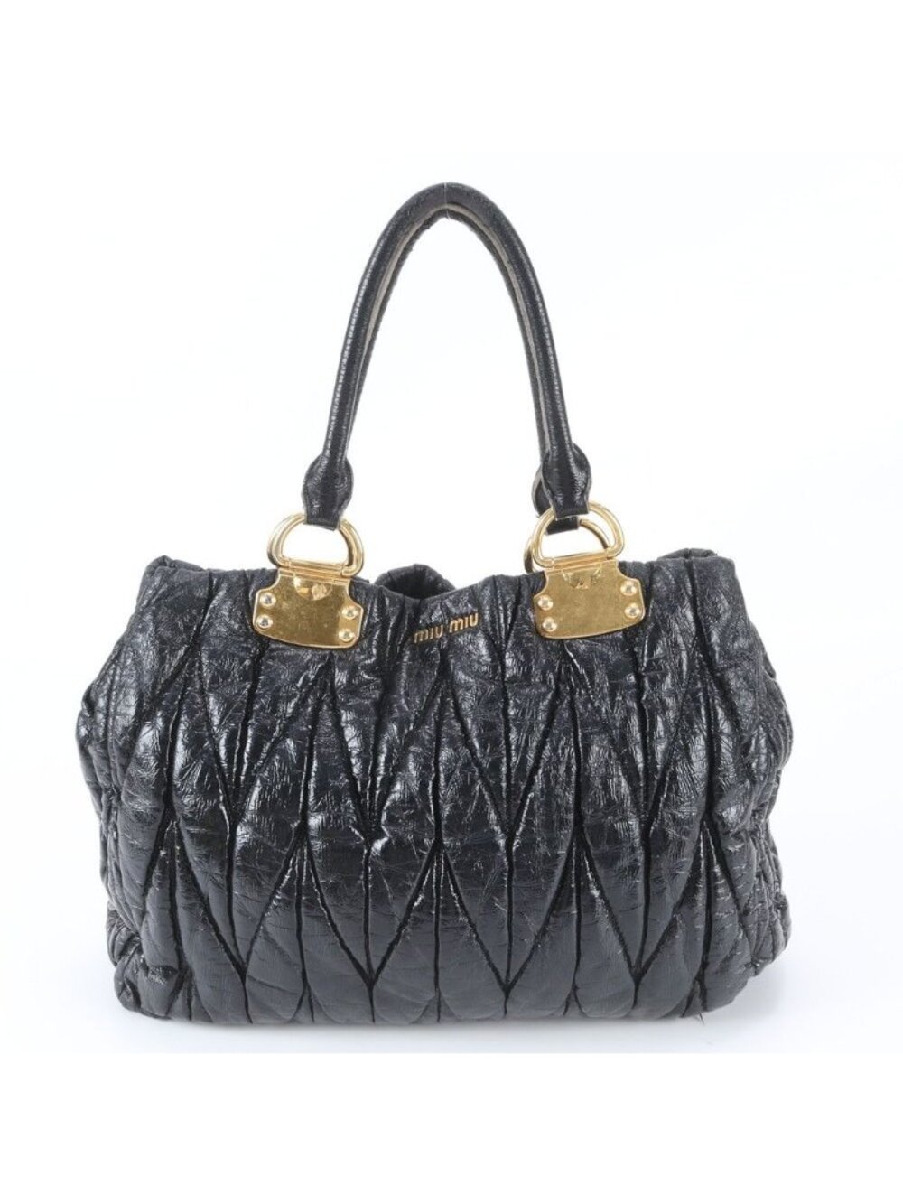 Miu Miu Matelasse Leather Tote Bag Shoulder Hand Black